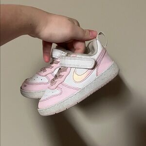 Nike Kids Pink and White Sneakers 6C